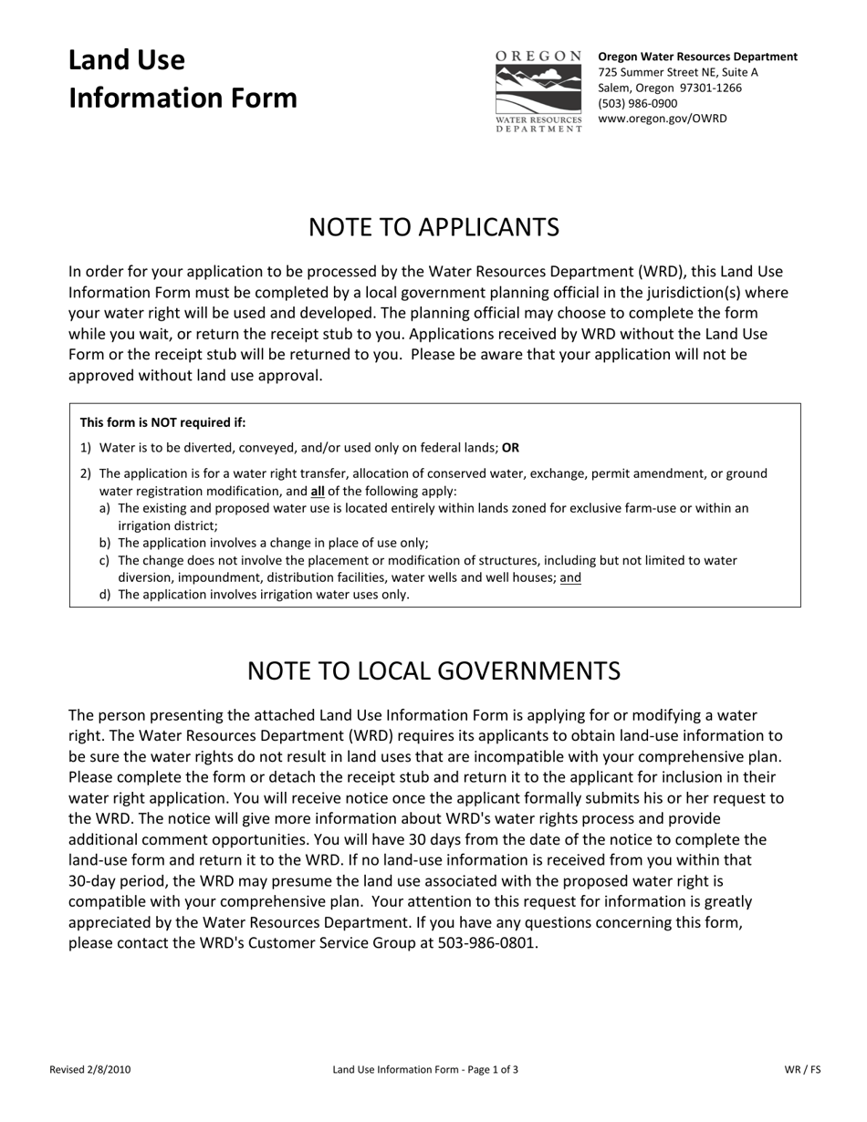 Oregon Land Use Information Form Fill Out, Sign Online and Download
