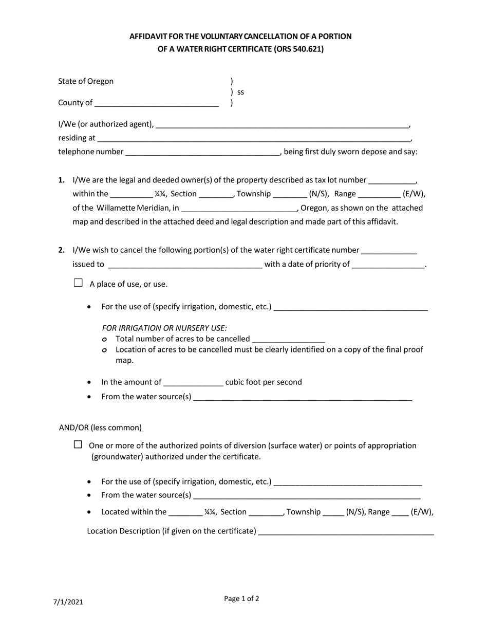 oregon-affidavit-for-the-voluntary-cancellation-of-a-portion-of-a-water