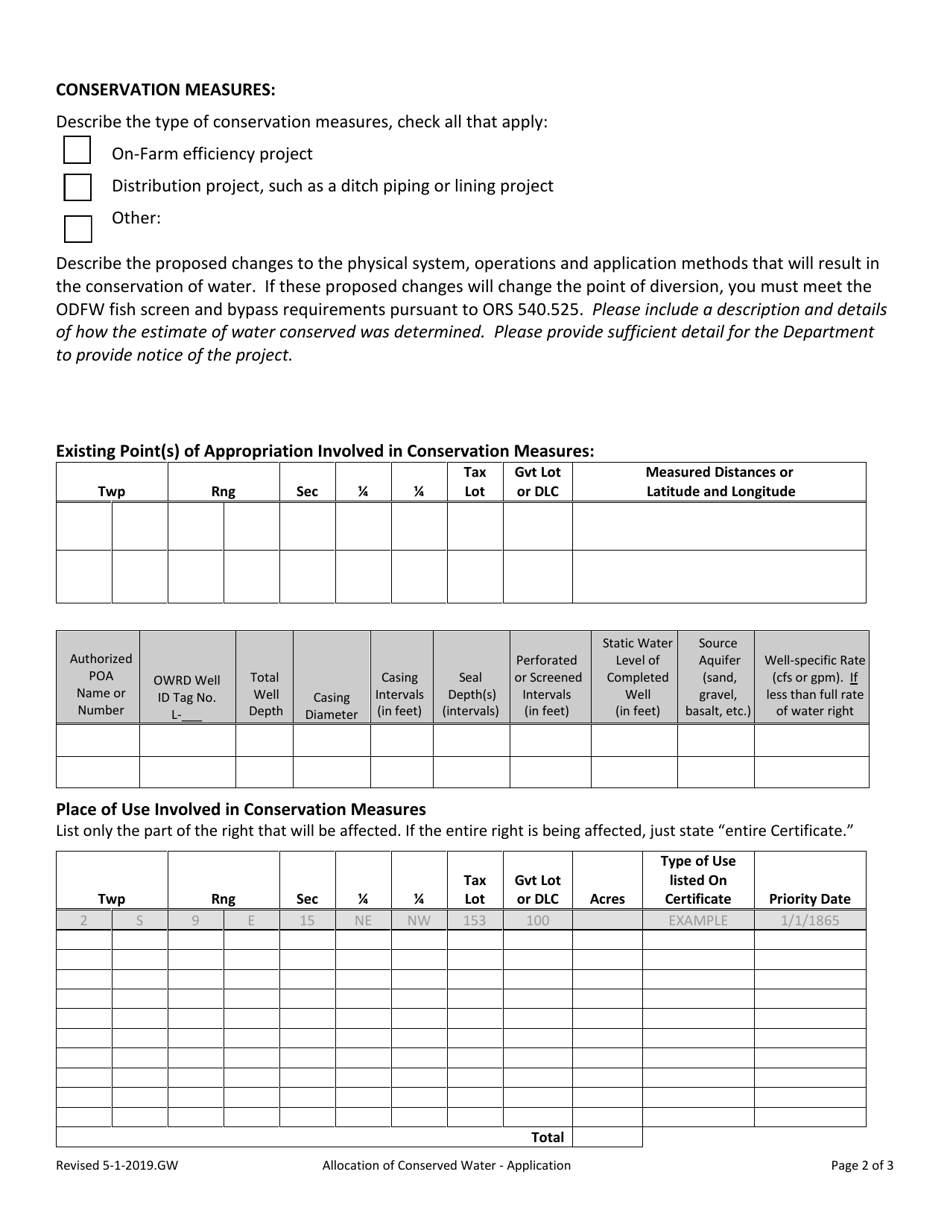 Part 3 Allocation of Conserved Water - Groundwater Application - Oregon, Page 2