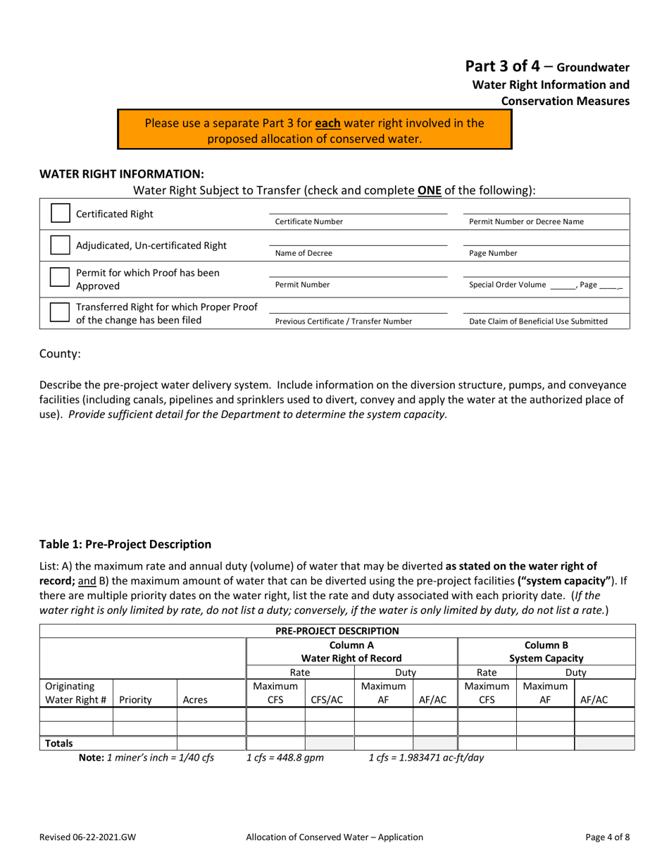 Allocation of Conserved Water - Groundwater Application - Oregon, Page 4