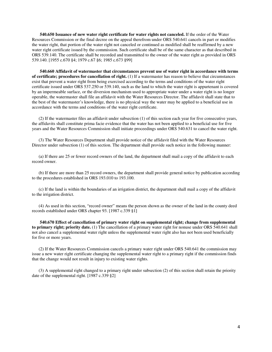 Affidavit Asserting Non-use of Water Right - Oregon, Page 14
