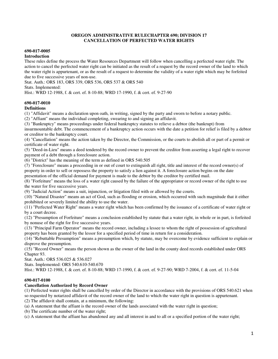 Affidavit Asserting Non-use of Water Right - Oregon, Page 15
