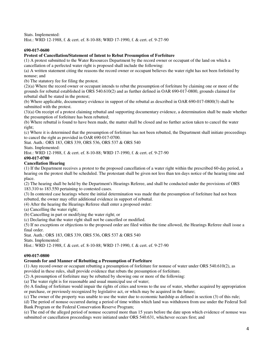 Affidavit Asserting Non-use of Water Right - Oregon, Page 18