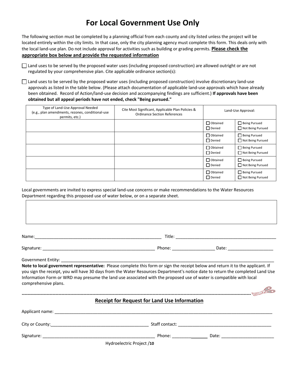 Application to Develop a Minor Hydroelectric Project (Less Than 100 Theoretical Horsepower) - Oregon, Page 10