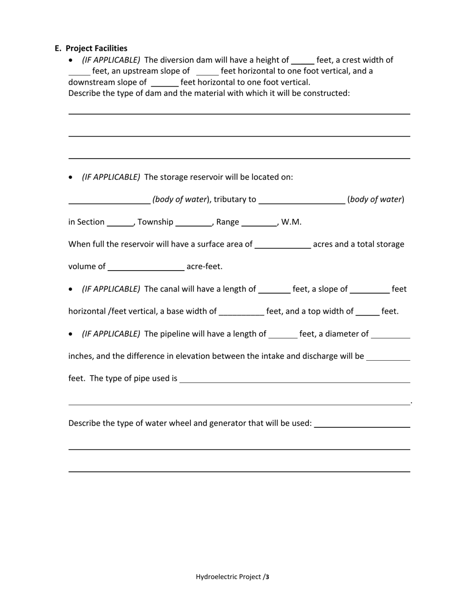Application to Develop a Minor Hydroelectric Project (Less Than 100 Theoretical Horsepower) - Oregon, Page 3
