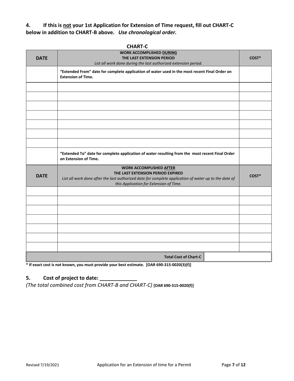Application for Extension of Time for a Water Right Permit (Non-municipal / Non Quasi-Municipal Water Use) - Oregon, Page 7