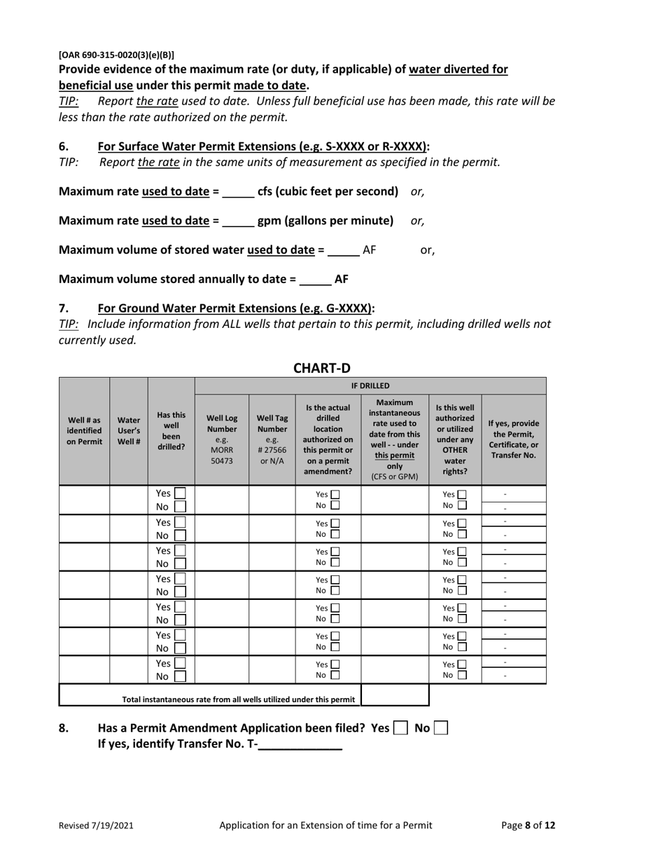 Application for Extension of Time for a Water Right Permit (Non-municipal / Non Quasi-Municipal Water Use) - Oregon, Page 8