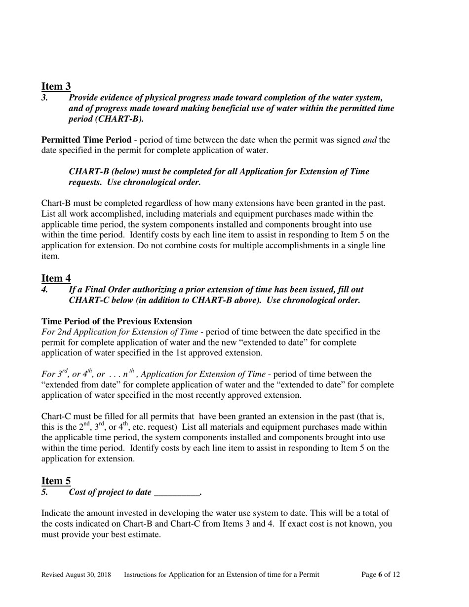 Instructions for Completing an Application for Extension of Time for Water Right Permit - Oregon, Page 6