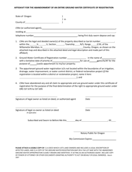 Document preview: Affidavit for the Abandonment of an Entire Groundwater Certificate of Registration - Oregon