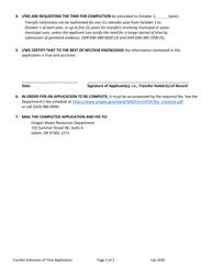 Application for Extension of Time for Transfer of Water Right - Oregon, Page 2