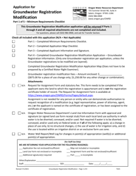 Application for Groundwater Registration Modification - Oregon