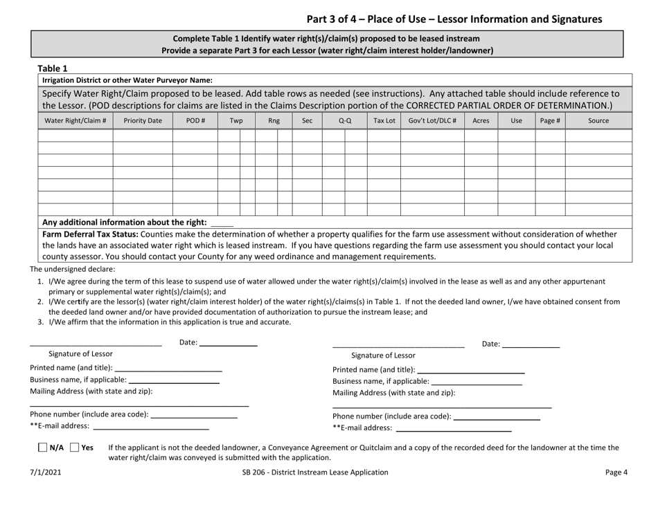 Application for Klamath Basin Adjudication Determined Claim (District Instream Lease) - Oregon, Page 4
