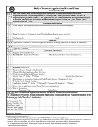 &quot;Daily Chemical Application Record Form&quot; - Oregon