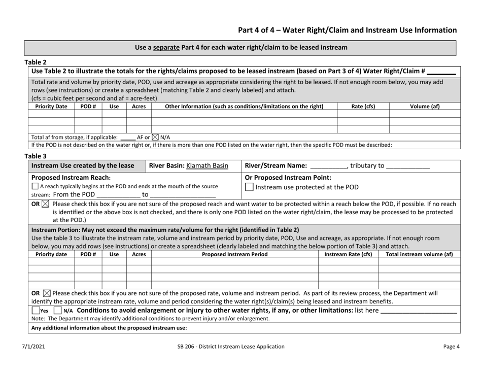 Application for Klamath Basin Adjudication Determined Claim Ka1000 (District Instream Lease) - Oregon, Page 5