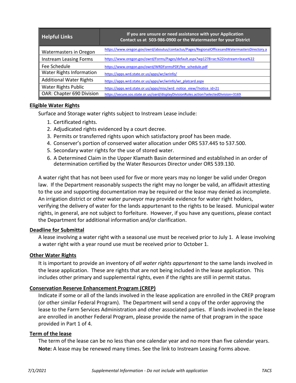 Application for Klamath Basin Adjudication Determined Claim Ka1000 (District Instream Lease) - Oregon, Page 6