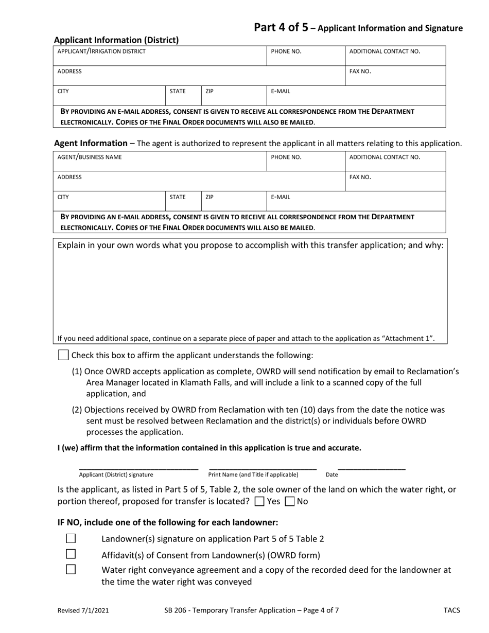 Application for Klamath Basin Adjudication Determined Ka1000 (Temporary Transfer) - Oregon, Page 4