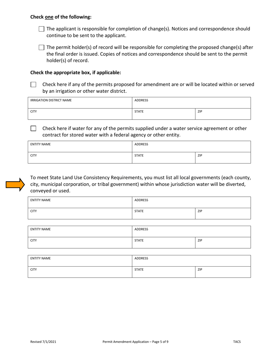 Application for Permit Amendment - Oregon, Page 5