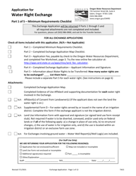 Application for Water Right Exchange - Oregon