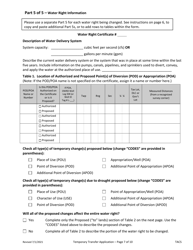 Application for Water Right Temporary or Drought Temporary Transfer - Oregon, Page 7