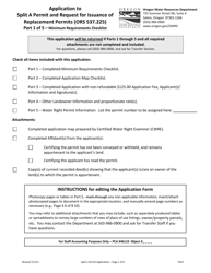 Document preview: Application to Split a Permit and Request for Issuance of Replacement Permits - Oregon
