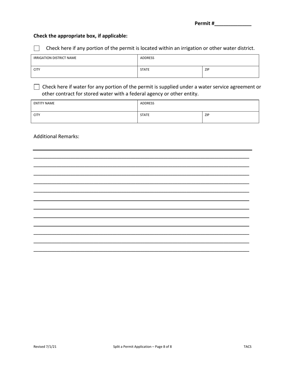 Application to Split a Permit and Request for Issuance of Replacement Permits - Oregon, Page 8