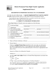 Supplemental Form A &quot;District Permanent Water Right Transfer Application&quot; - Oregon