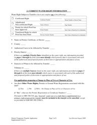 Supplemental Form A District Temporary Water Right Transfer Application - Oregon, Page 2