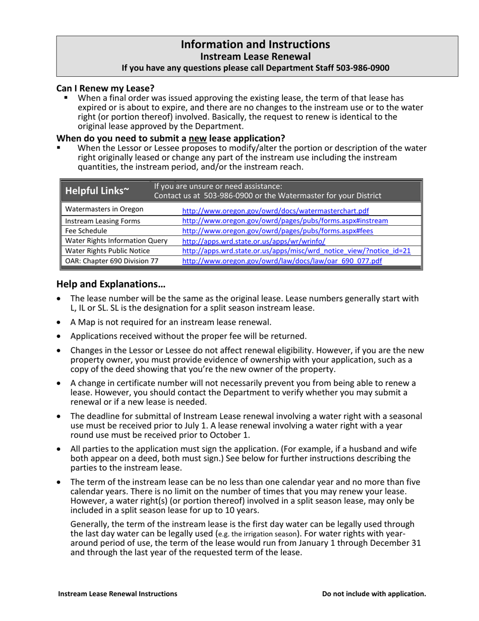 Instream Lease Renewal Application - Oregon, Page 1