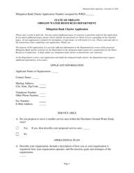 Document preview: Mitigation Bank Charter Application - Oregon