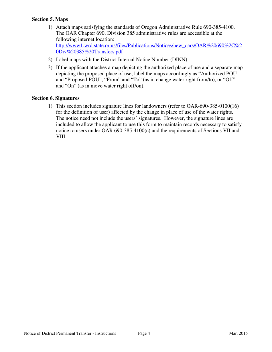 Notice of District Permanent Water Right Transfer - Oregon, Page 7