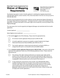 Document preview: Water Right Transfer Supplemental Form - Waiver of Mapping Requirements - Oregon