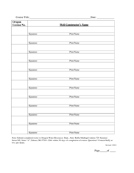Certified Class Roster for the Continuing Education of Oregon Licensed Well Constructors - Oregon, Page 2