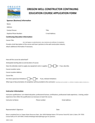 Document preview: Oregon Well Constructor Continuing Education Course Application Form - Oregon