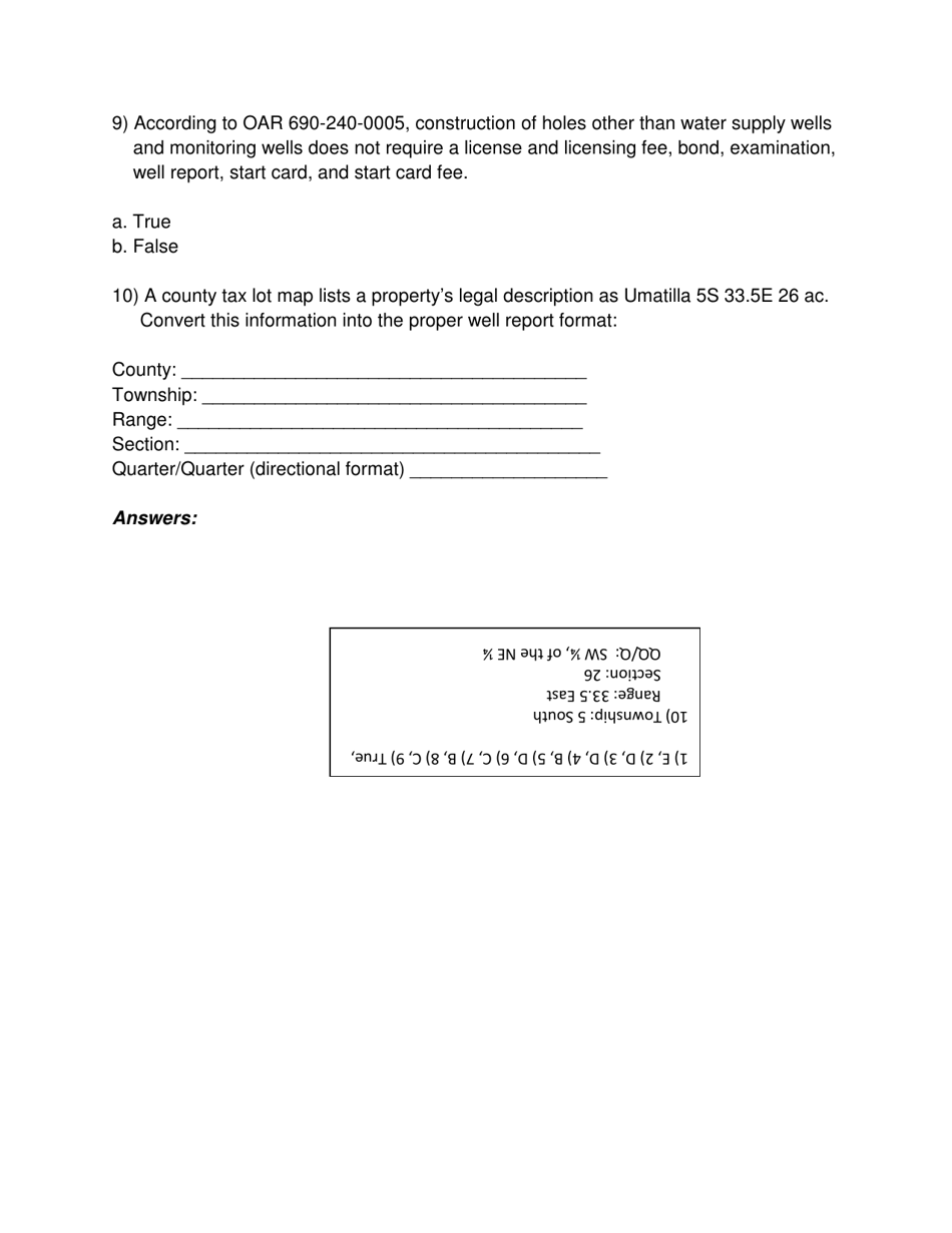 Monitoring Well Construction Practice Exam - Oregon, Page 3
