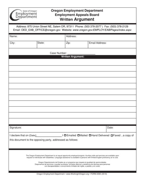 Form 2595  Printable Pdf