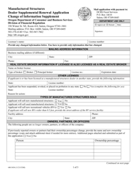 Form 440-5454 Manufactured Structures Dealer License Renewal Application - Oregon, Page 3