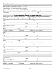 Form 440-2962 Manufactured Structures Dealer License Application - Oregon, Page 2