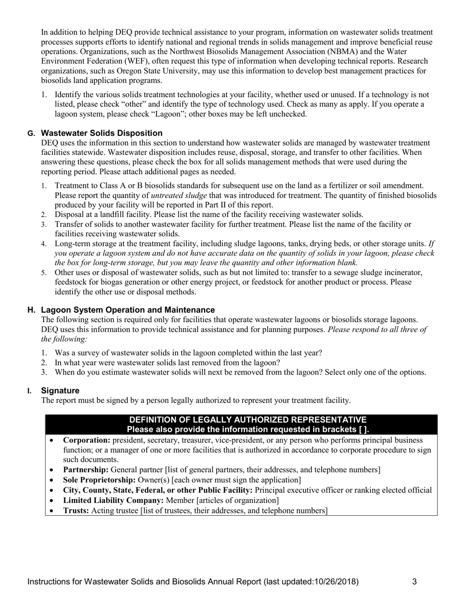 Instructions for Wastewater Solids and Biosolids Annual Report - Oregon, Page 3