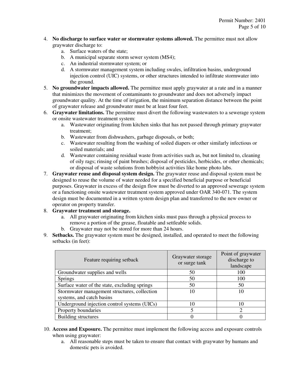 Tier 1 General Permit (Gen 2401) - Oregon, Page 5