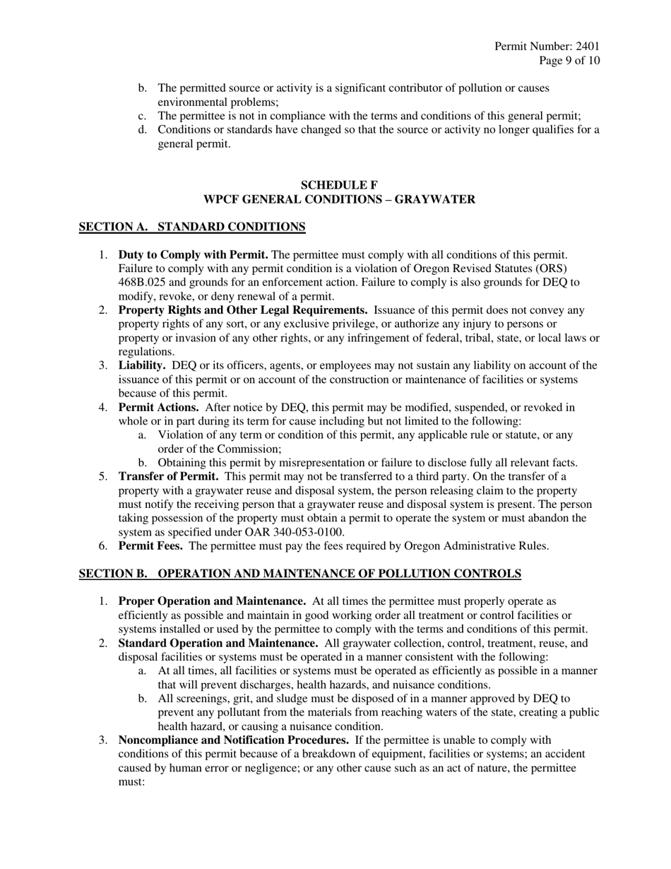Tier 1 General Permit (Gen 2401) - Oregon, Page 9