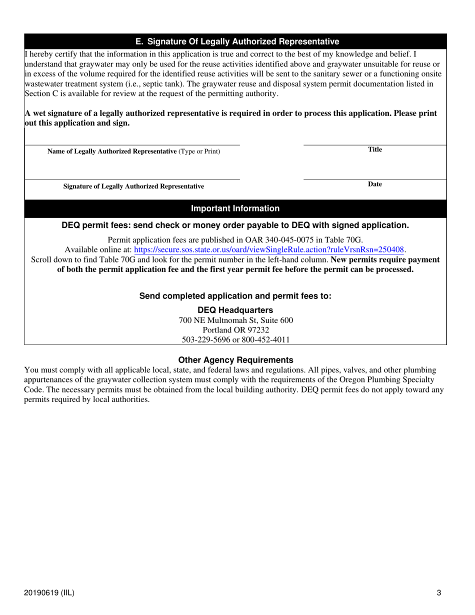 Application for 2401 Tier 1 Graywater Reuse and Disposal System Wpcf General Permit - Oregon, Page 3
