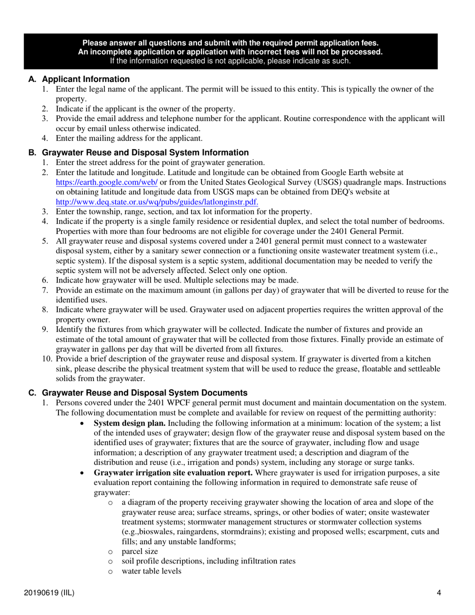 Application for 2401 Tier 1 Graywater Reuse and Disposal System Wpcf General Permit - Oregon, Page 4