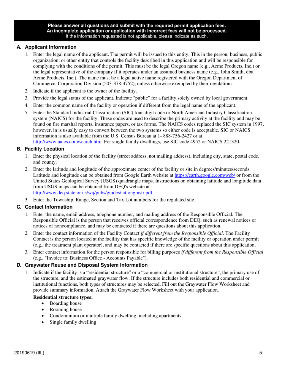 Application for 2402 Tier 2 Graywater Reuse and Disposal System General Permit - Oregon, Page 5
