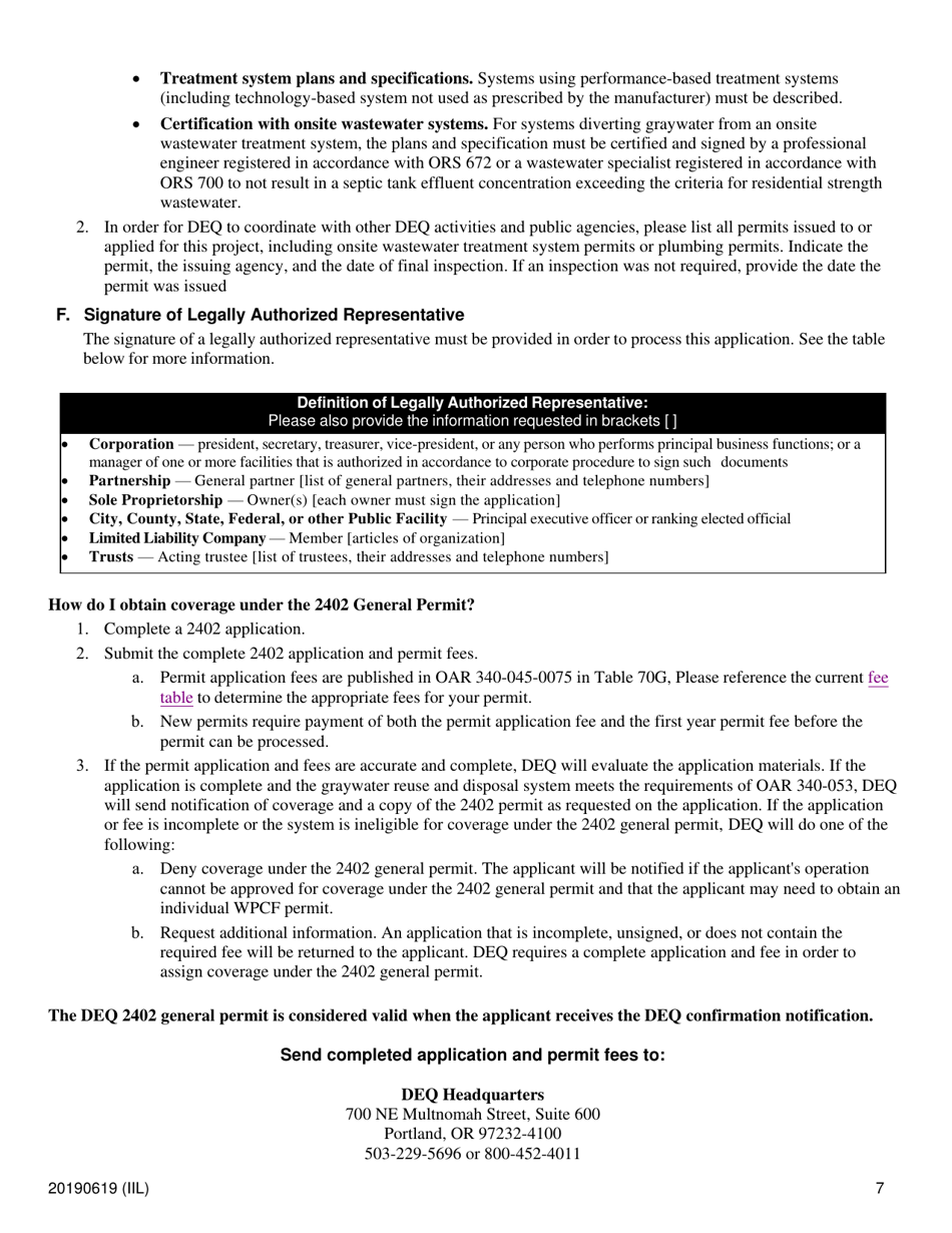Application for 2402 Tier 2 Graywater Reuse and Disposal System General Permit - Oregon, Page 7