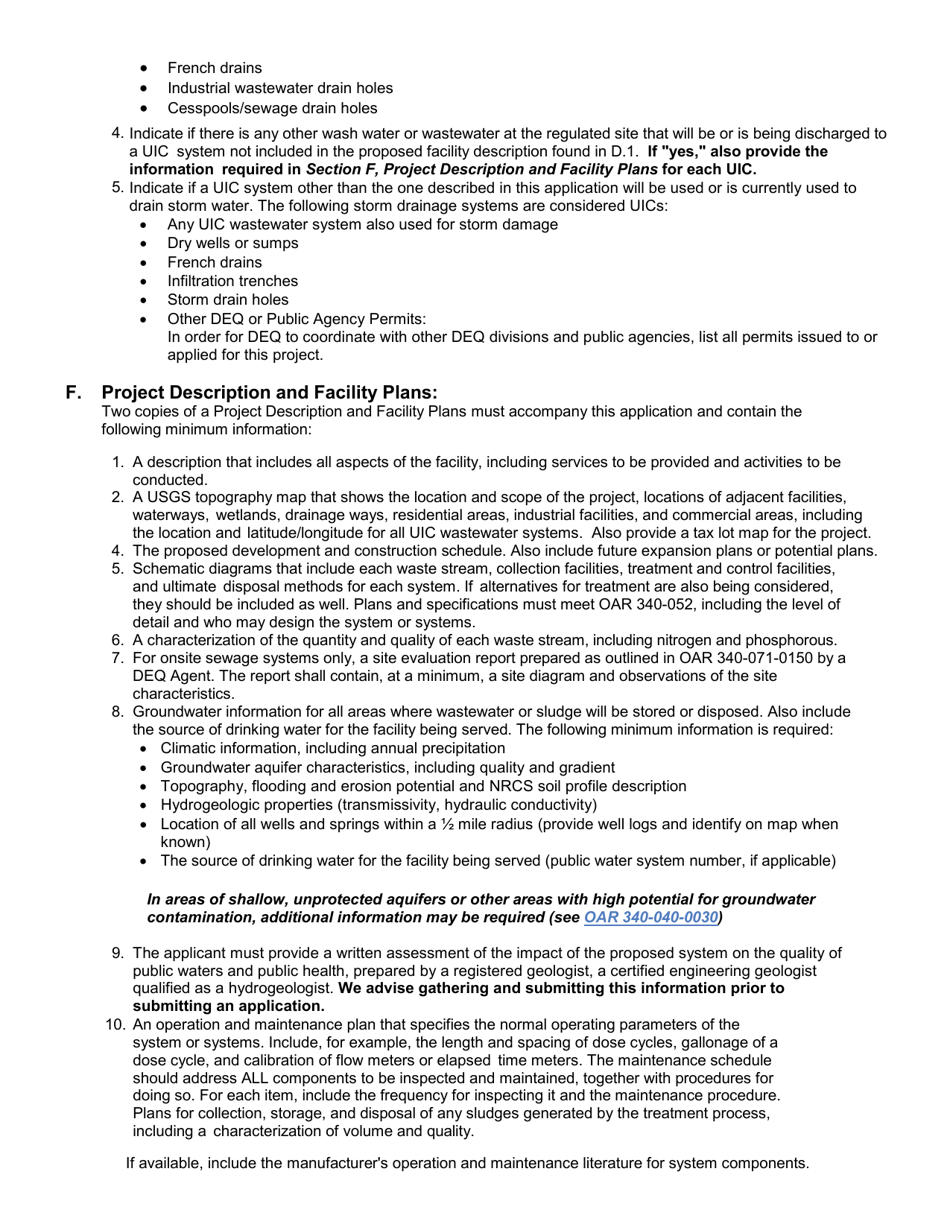 Application for New Water Pollution Control Facilities Individual Onsite Permit - Oregon, Page 5