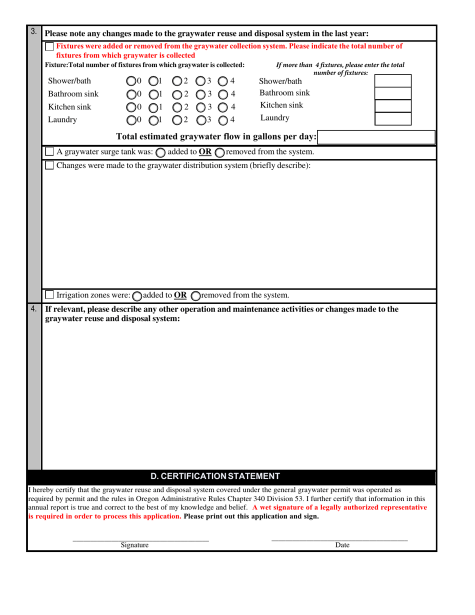 Annual Report Graywater Reuse and Disposal System General Permit - Oregon, Page 2