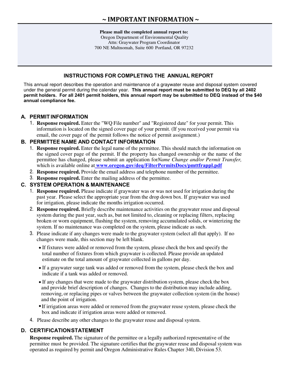 Annual Report Graywater Reuse and Disposal System General Permit - Oregon, Page 3