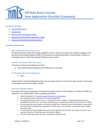 Document preview: Debt Buyer License New Application Checklist - Oregon