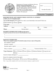 Form 440-3600 Consumer Complaint - Oregon