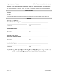 District Testing Responsibility Delegation Form - Oregon, Page 2